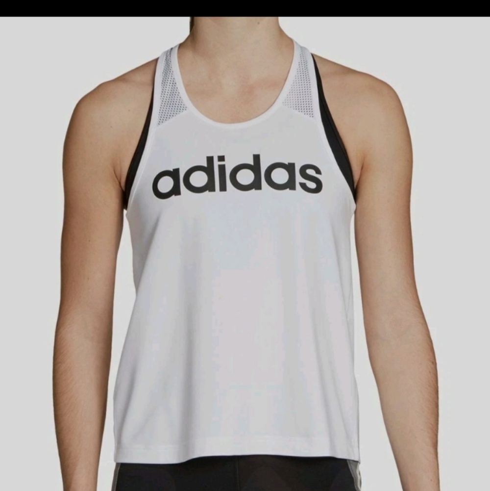adidas White Racerback Logo Tank Size M. #E21